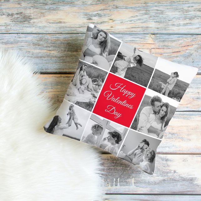 Lovely Collage Couple Photo & Happy Valentines Day Buitenkussen (Creator heeft geüpload)