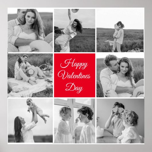 Lovely Collage Couple Photo & Happy Valentines Day Poster (Voorkant)