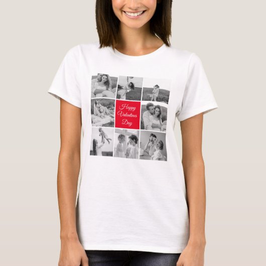 Lovely Collage Couple Photo & Happy Valentines Day T-shirt (Voorkant)