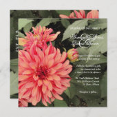 Lovely Coral Dahlia Wedding Invitation Kaart (Voorkant / Achterkant)