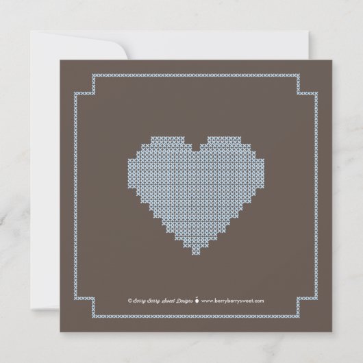 Lovely Cross Stitch Baby shower Uitnodiging - blau (Achterkant)