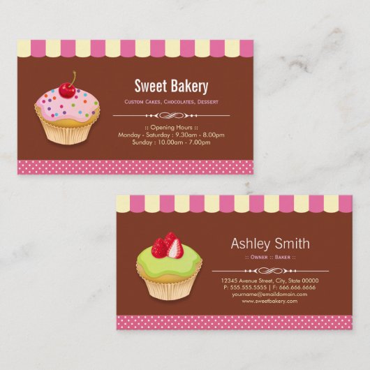 Lovely Custom Cupcakes - Zoete bakkerswinkel Visitekaartje (Voorkant / Achterkant)