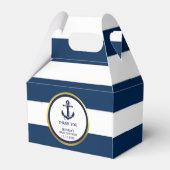 Lovely Custom Nautical Navy Blue Gold Baby shower Bedankdoosjes (Achterkant)