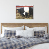 Lovely Cute Beltie Koe en Calf - Belted Galloways Canvas Afdruk (Insitu (Slaapkamer))