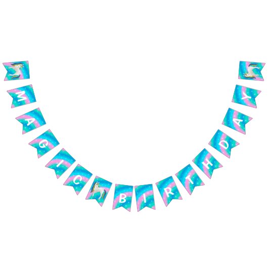 Lovely Cute White Unicorn Happy Birthday Vlaggetjes (Alle)