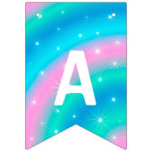 Lovely Cute White Unicorn Happy Birthday Vlaggetjes (Derde vlag)