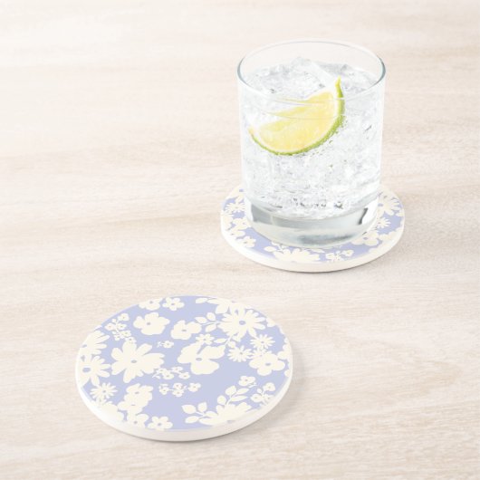 Lovely Daisies Pattern Custom Background Colors  Zandsteen Onderzetter (Zijkant)