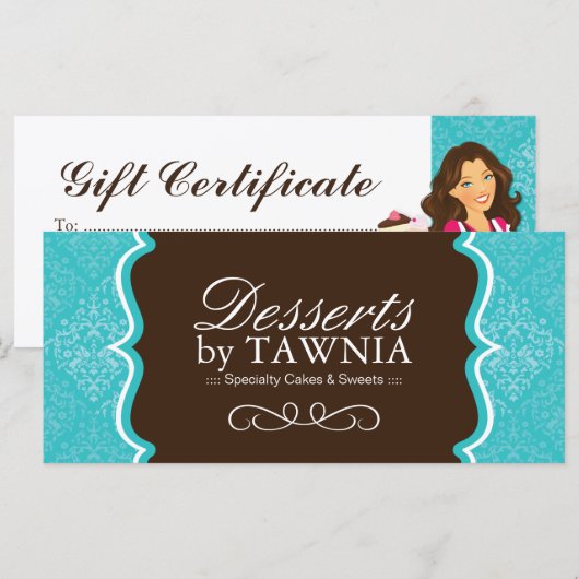 Lovely Damask Bakery Gift Certificate (Voorkant / Achterkant)