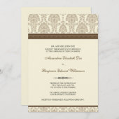 Lovely Damask Wedding Invitation (chocolade/crème) Kaart (Voorkant / Achterkant)