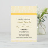 Lovely Damask Wedding Invitation (citroen/crème) Kaart (Staand voorkant)