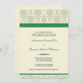 Lovely Damask Wedding Invitation (groen/crème) Kaart (Voorkant / Achterkant)
