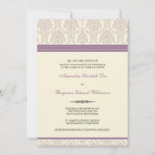 Lovely Damask Wedding Invitation (lila/crème) Kaart (Voorkant)