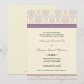 Lovely Damask Wedding Invitation (lila/crème) Kaart (Voorkant / Achterkant)