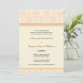 Lovely Damask Wedding Invitation (perzik/crème) Kaart (Staand voorkant)