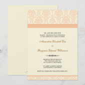 Lovely Damask Wedding Invitation (perzik/crème) Kaart (Voorkant / Achterkant)