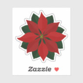 Lovely Deep Red Poinsettia Sticker (Vel)