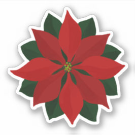 Lovely Deep Red Poinsettia Sticker