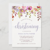 Lovely Delicate Floral | Christenuitnodiging Kaart (Voorkant)