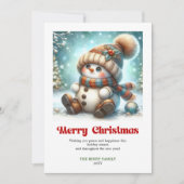 Lovely digital cartoon snowman classic Christmas Feestdagenkaart (Voorkant)