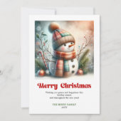 Lovely digital Christmas snowman minimalist card Feestdagenkaart (Voorkant)
