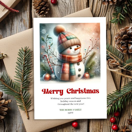 Lovely digital Christmas snowman minimalist card Feestdagenkaart