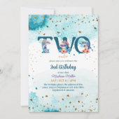 Lovely Dolphin Cute Baby Girl 2e verjaardag Kaart (Voorkant)