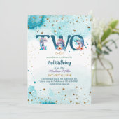 Lovely Dolphin Cute Baby Girl 2e verjaardag Kaart (Staand voorkant)