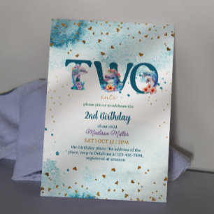 Lovely Dolphin Cute Baby Girl 2e verjaardag Kaart