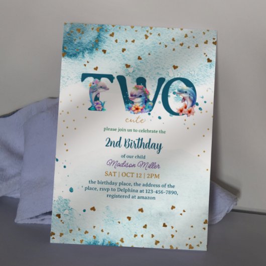 Lovely Dolphin Cute Baby Girl 2e verjaardag Kaart