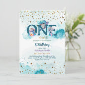 Lovely Dolphin Cute Baby Girl, eerste verjaardag I Kaart (Staand voorkant)