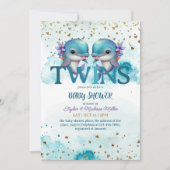 Lovely Dolphin Cute Baby Twin Boys Shower Kaart (Voorkant)