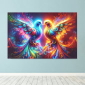 Lovely Doves Love Canvas Afdruk (Insitu (Houten vloer))