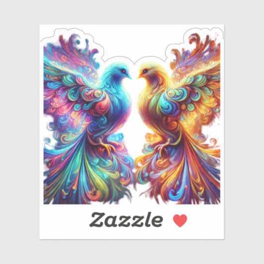 Lovely Doves Love Sticker (Vel)