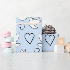 Lovely Doves voor Wedding Party Light Blue Seamles Cadeaupapier