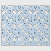 Lovely Doves voor Wedding Party Light Blue Seamles Cadeaupapier (Vlak)
