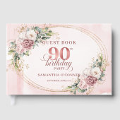 Lovely Dusty Pink Gold Eucalyptus 90th Birthday  Gastenboek (Voorkant)