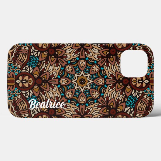 Lovely Earth Tones Turquoise Blue Brown Mandala Case-Mate iPhone Case (Achterkant (horizontaal))
