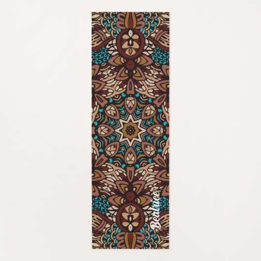 Lovely Earth Tones Turquoise Blue Brown Mandala Yogamat (Voorkant)