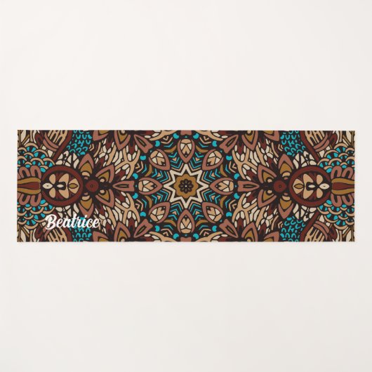 Lovely Earth Tones Turquoise Blue Brown Mandala Yogamat (Voorkant (horizontaal))