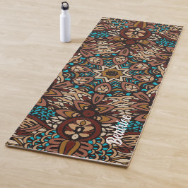 Lovely Earth Tones Turquoise Blue Brown Mandala Yogamat