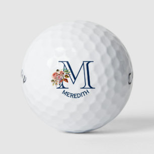 Lovely Elegant Floral Monogrammed Custom Golfballen