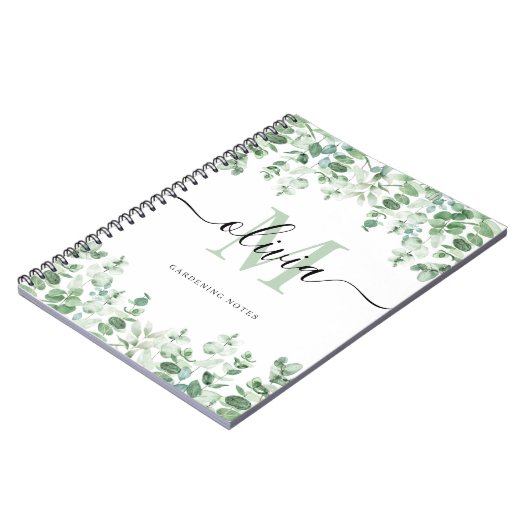 Lovely Eucalyptus | Monogram Waterverf legant Notitieboek (Linkerzijde)