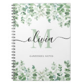 Lovely Eucalyptus | Monogram Waterverf legant Notitieboek (Voorkant)