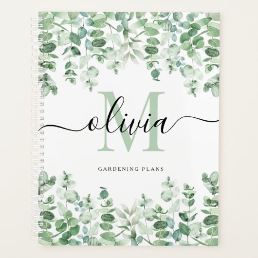 Lovely Eucalyptus | Monogram Waterverf legant Planner (Voorkant)