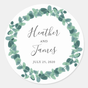 Lovely Eucalyptus Wedding Ronde Sticker