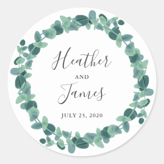 Lovely Eucalyptus Wedding Ronde Sticker (Voorkant)