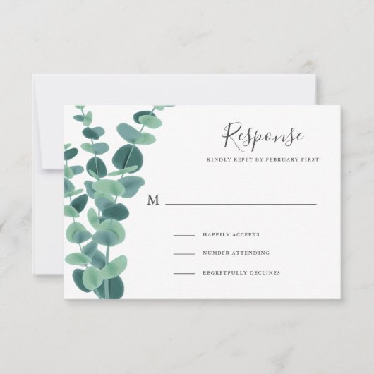 Lovely Eucalyptus Wedding RSVP-Kaarten RSVP Kaartje (Voorkant)