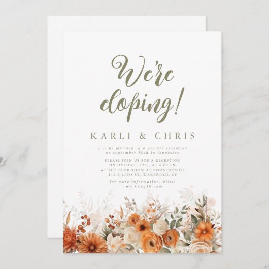 Lovely Fall Terra Cotta Floral Elopement Reception Kaart (Voorkant / Achterkant)