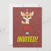 Lovely Fennec Fox 4th Birthday Invitation Kaart (Achterkant)