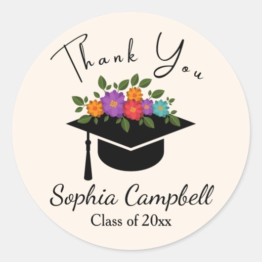 Lovely Floral Afstuderen Classic Round Sticker (Voorkant)